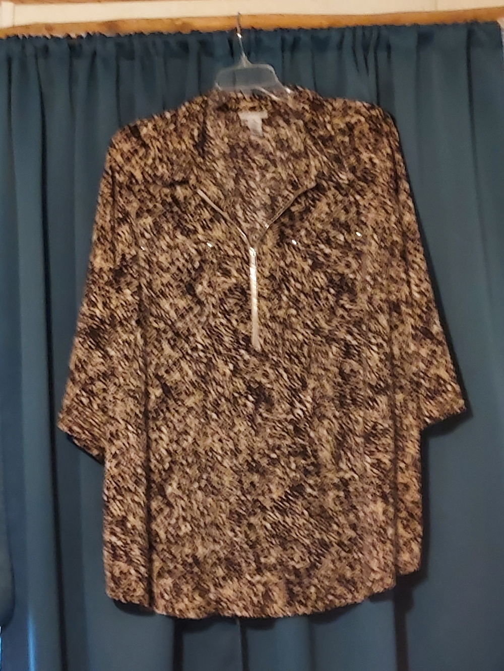 Catherines Brown and Cream Speckled Zip-Front Tunic